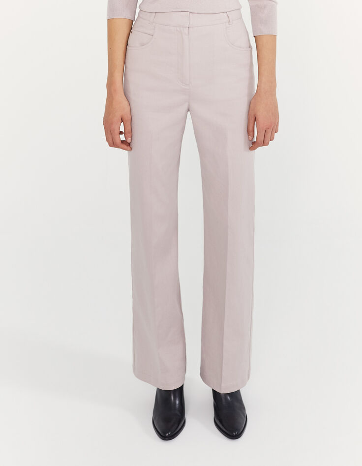 Women’s lilac linen cotton blend flared trousers-2