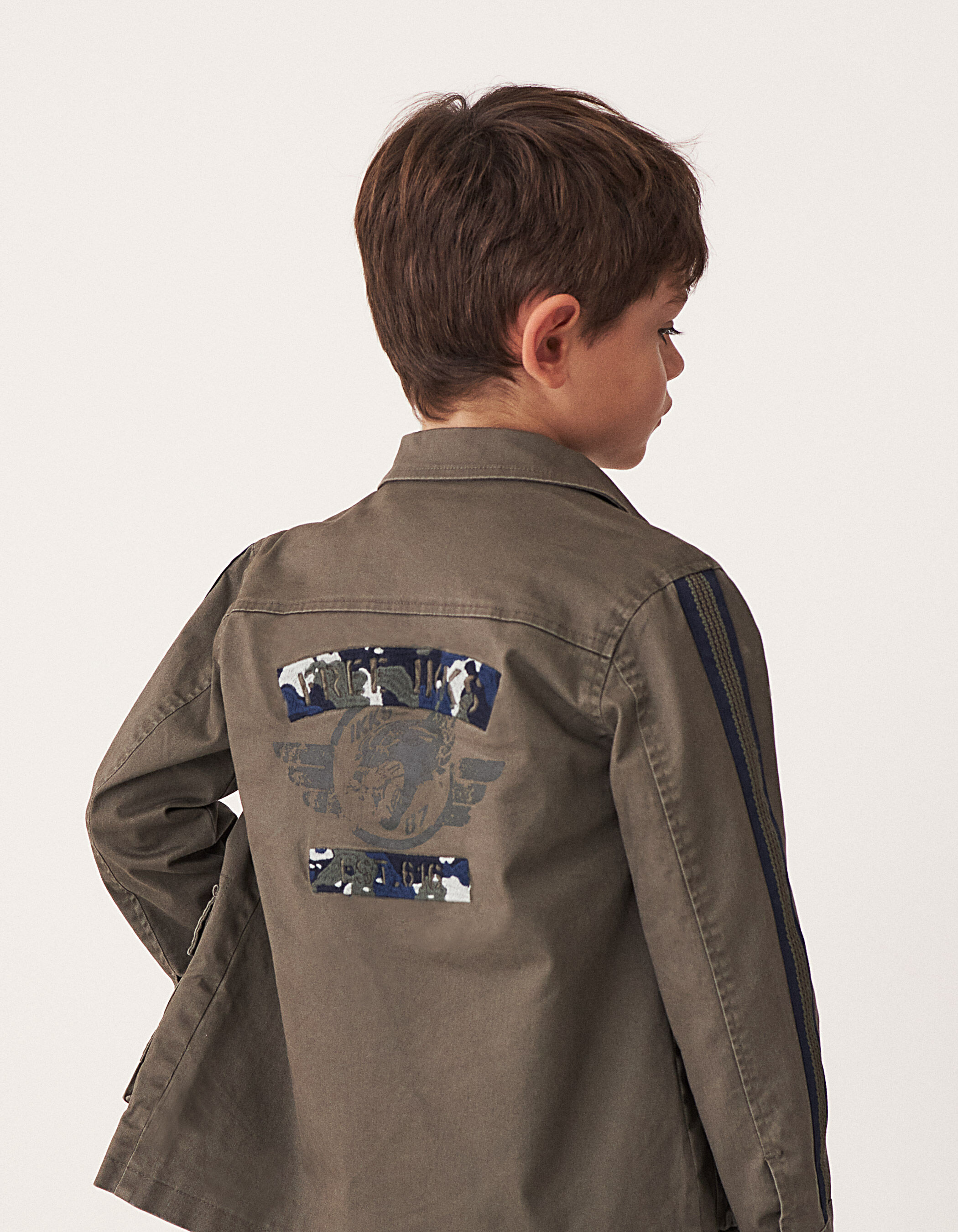 Boys bronze safari jacket with embroidery on back