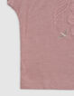 Rosa Mädchen-T-Shirt, Biobaumwolle, Spitze, Stick-6