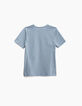 Camiseta azul celeste dibujo gato surfista niño-3