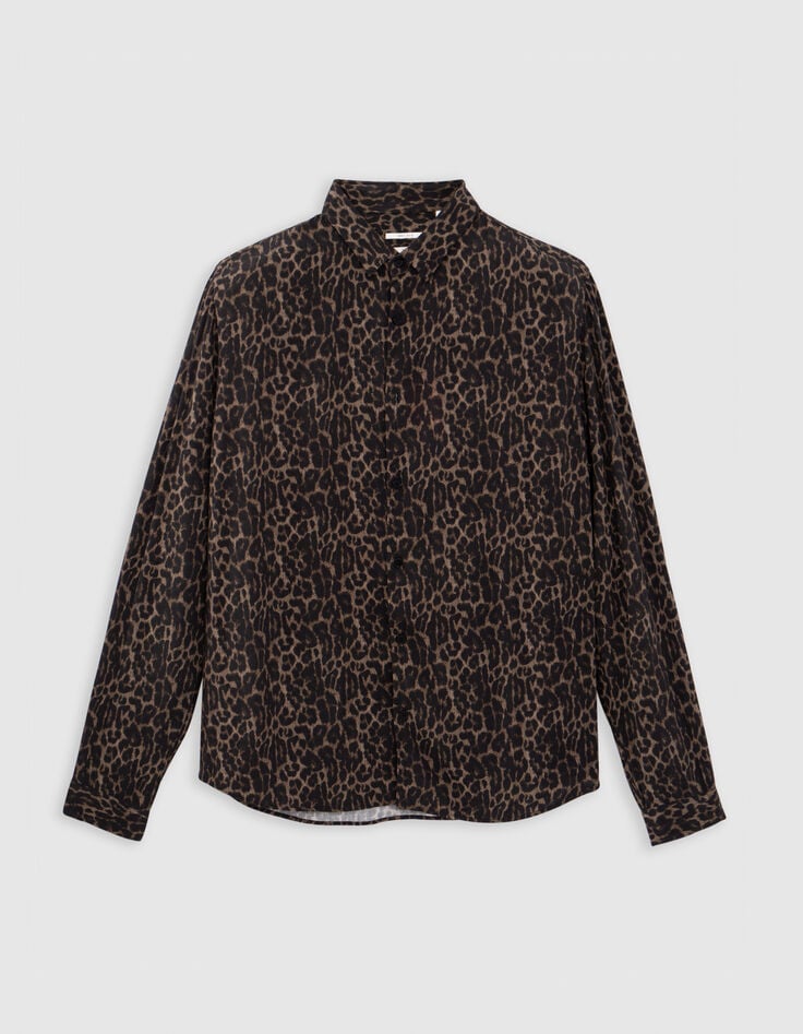 Herrenhemd SLIM grau mit Leopardenmuster-6