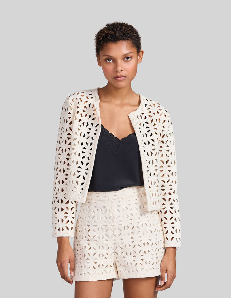 Women’s ecru macramé graphic jacket-2