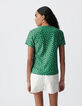 Tee-shirt vert lurex motif pois Femme-3