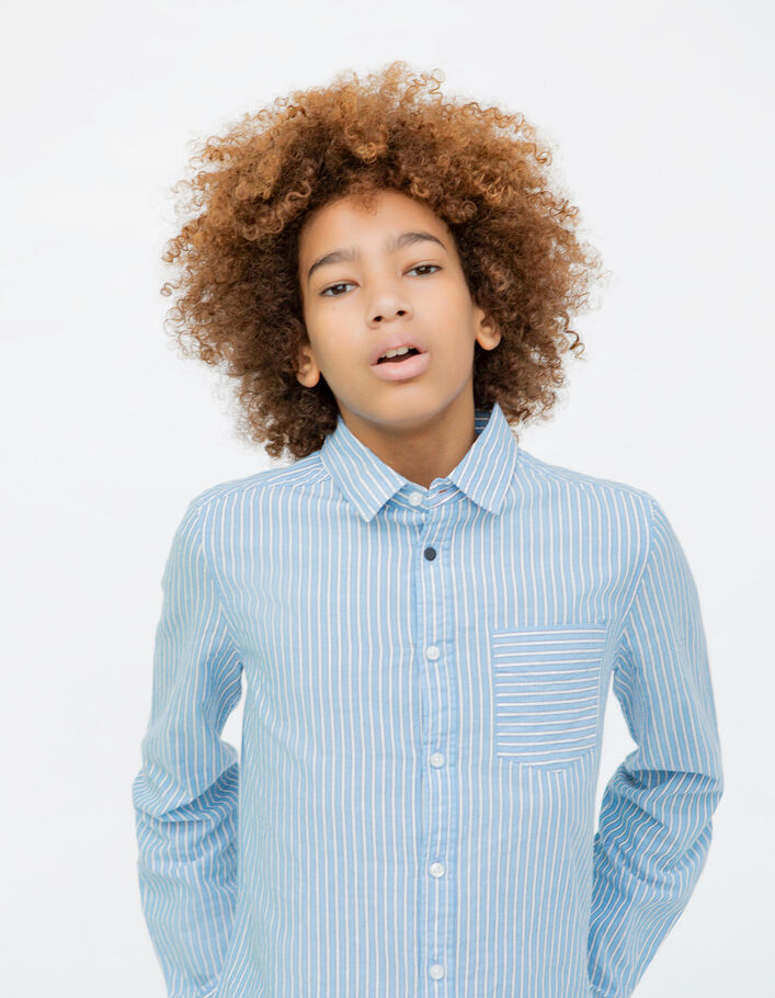 Camisa crudo rayas azules niño-1