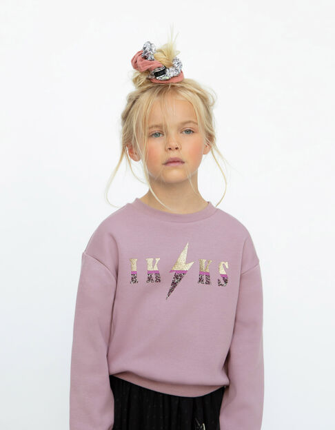 Lichtpaarse sweater tekst paisleyprint meisjes