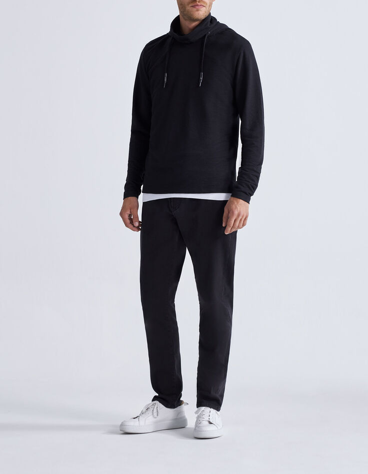 Men's black high neck hooded t-shirt-6