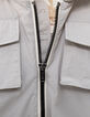 Blouson gris à capuche multipoches nylon garçon-7