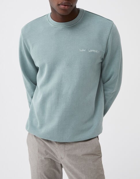 Sudadera aguamarina felpa bordado pecho hombre