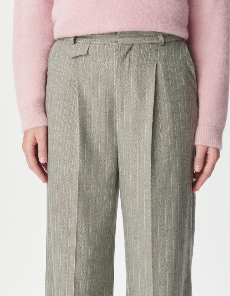Women&rsquo;s grey suit trousers with pink stripes-5