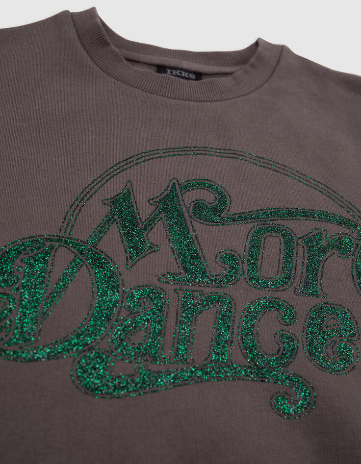 Girl's gray message green glitter sweatshirt-6