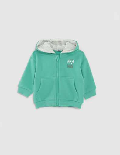 Grüne Sweatjacke mit Kapuze und Brille für Babyjungen - IKKS