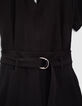 Combi short noir ceinturé avec ouverture dos Femme-5