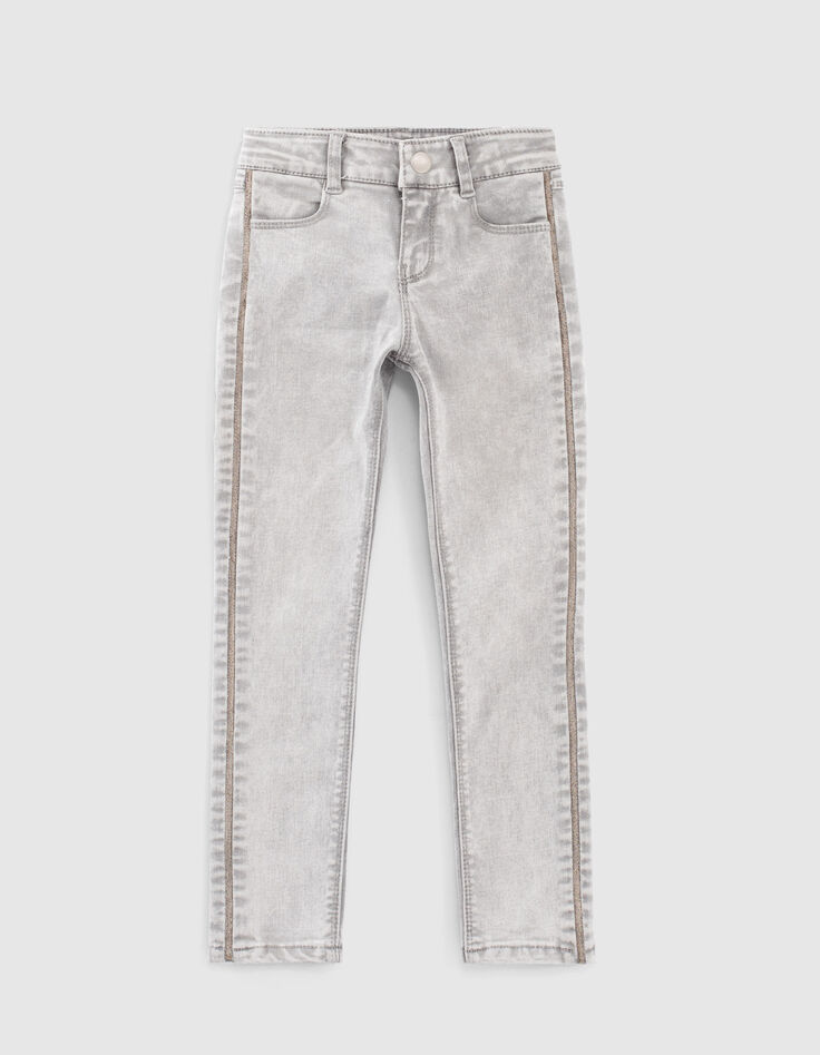 White Grey Slim-M&auml;dchenjeans mit Kettchen seitlich  -1
