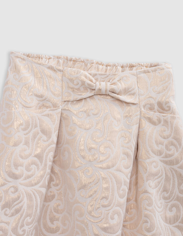 Jupe courte dorée jacquard baroque fille-3