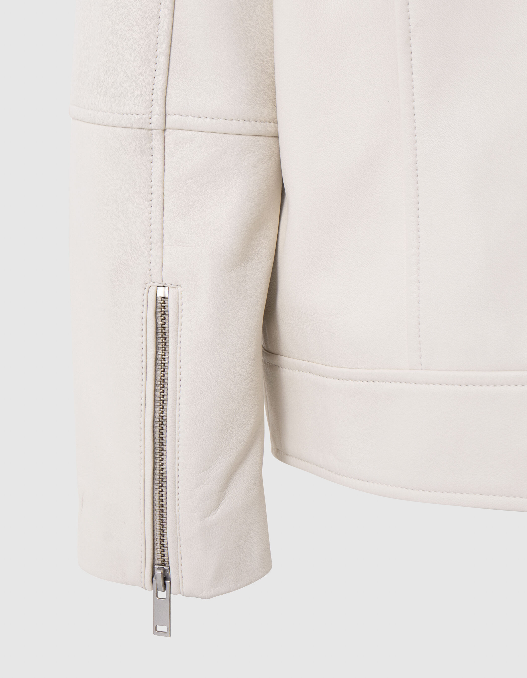 Veste cuir ecru esprit motard poches zippees Femme IKKS