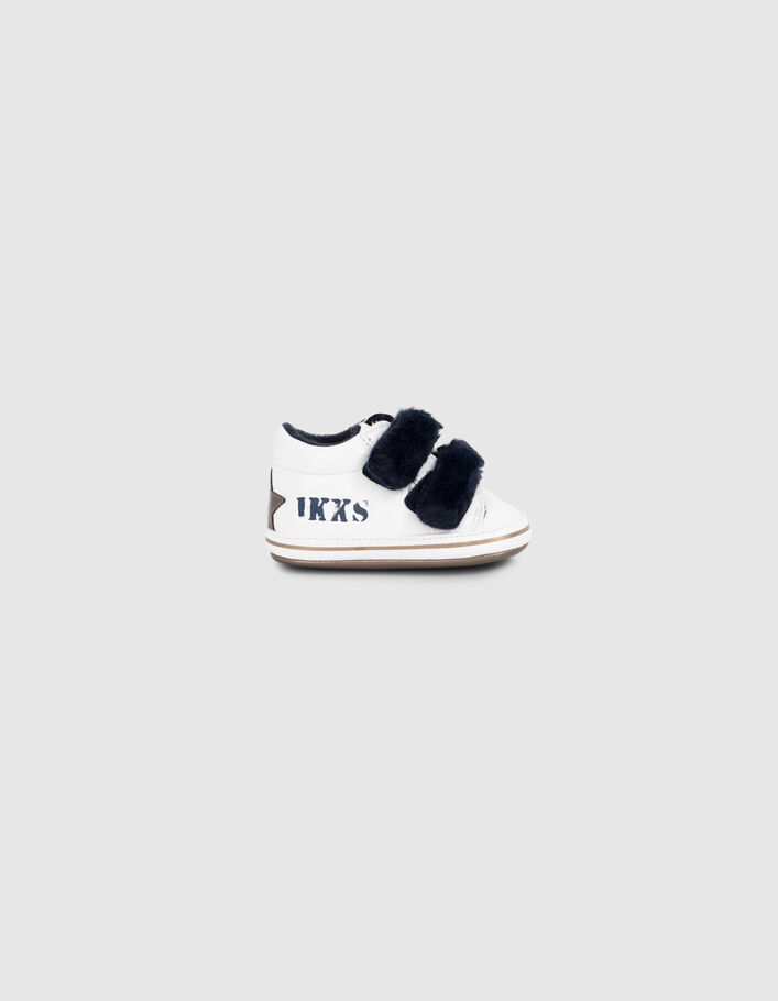 Witte sneakers met velcro en zwarte voering babymeisjes - IKKS
