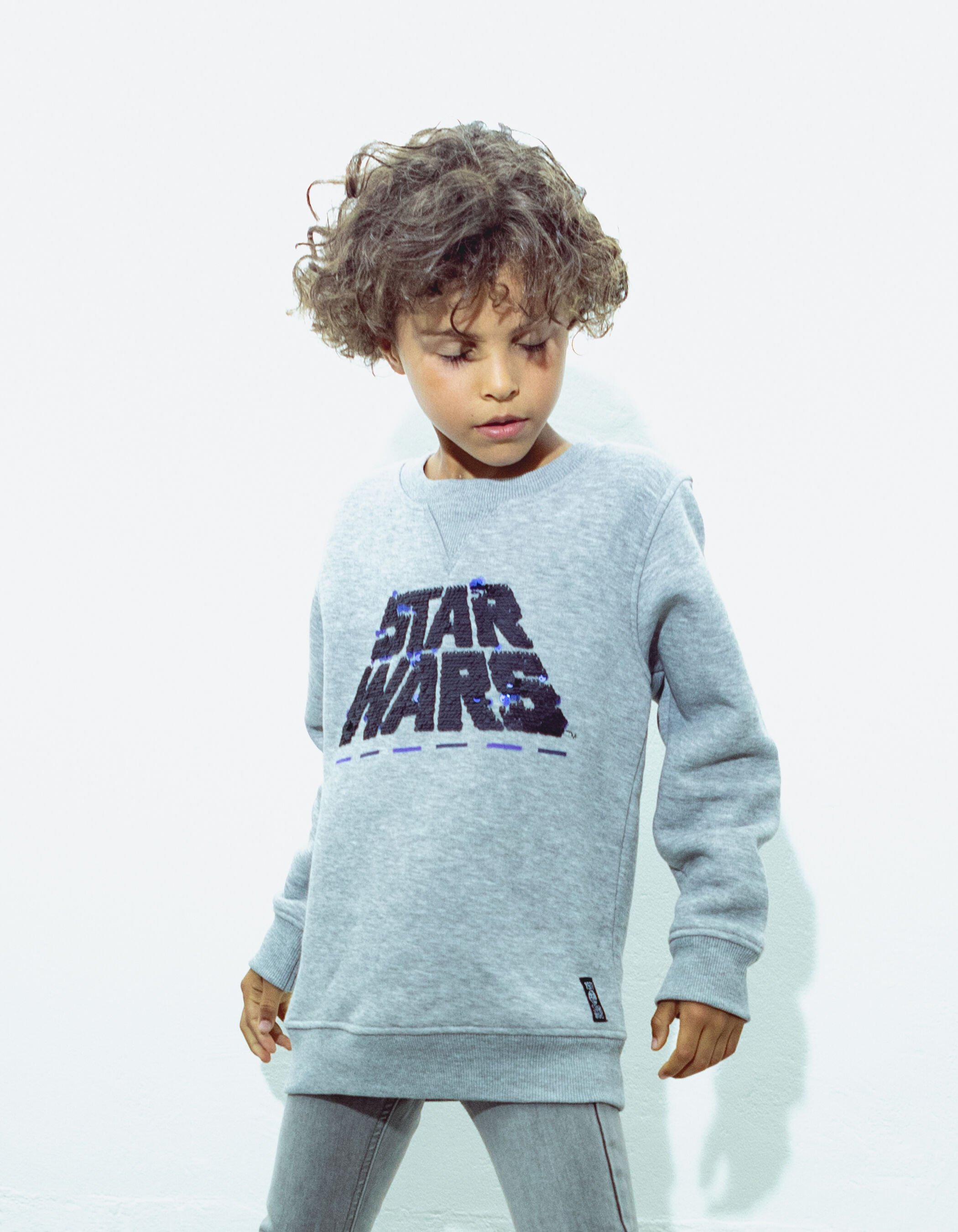 Boys grey IKKS STAR WARS embroidered sequin sweatshirt