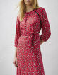 Women’s heart print midi dress with lace-1