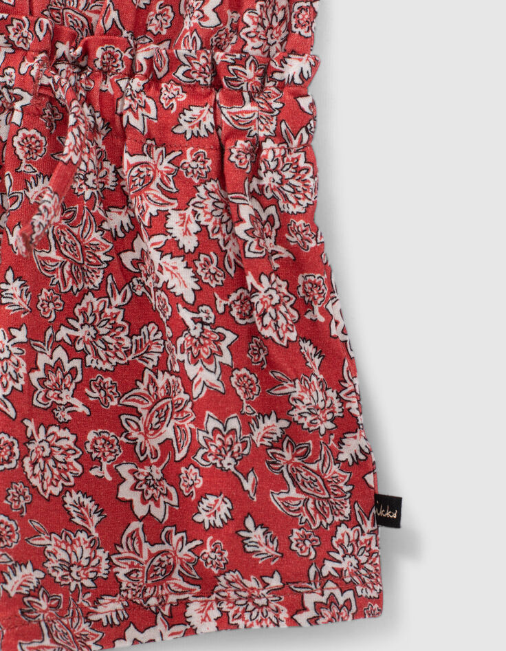 Mono corto rojo estampado floral bebé niña-6