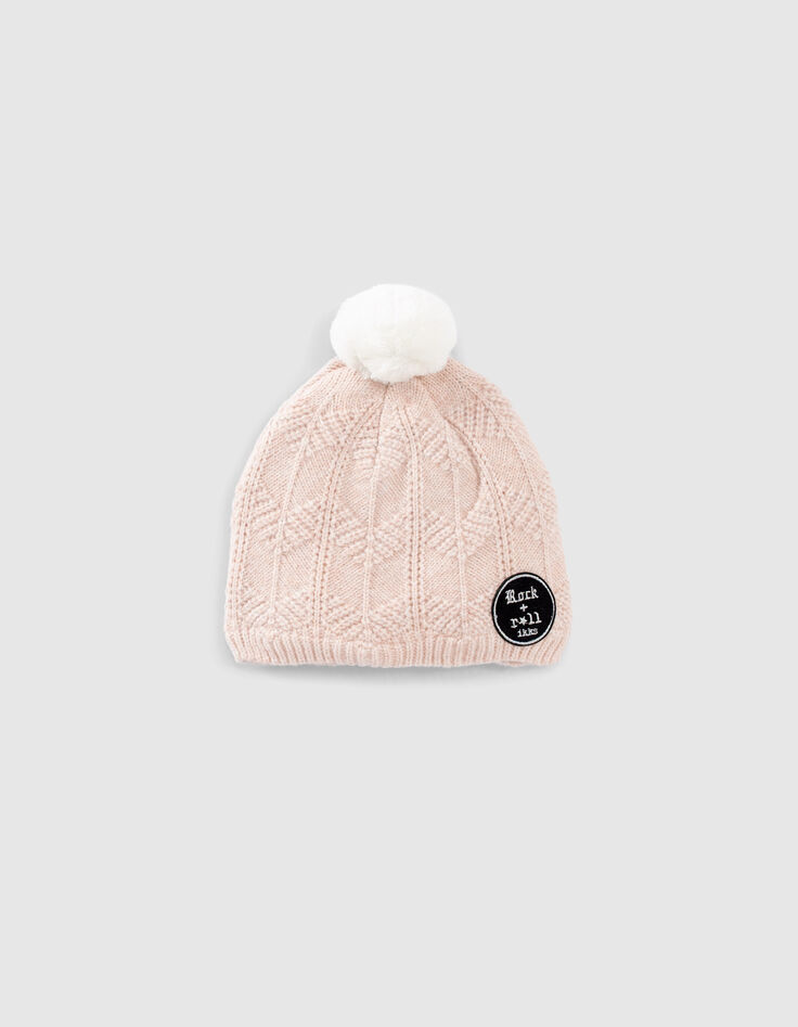 Gorro rosa claro punto purpurina forrado niña-1