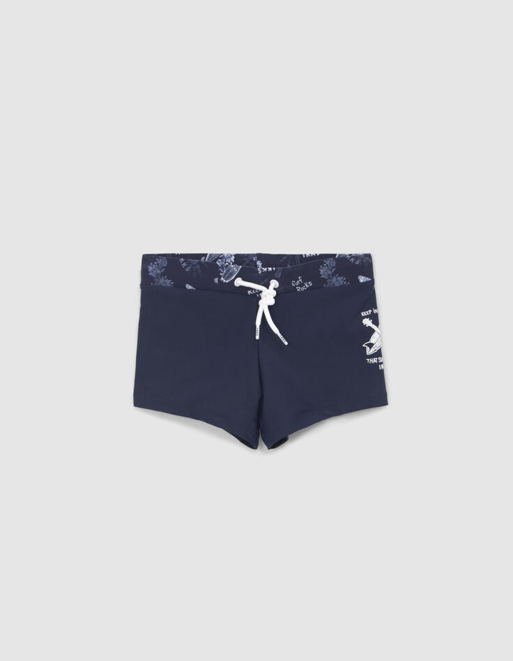 Bañador tipo boxer azul marino cintura estampado niño-1