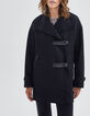 Women’s black pea coat with rock details-5