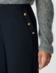 Pantalon droit marine flanelle Femme-6