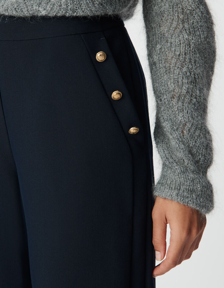 Pantalon droit marine flanelle Femme-6