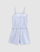 Blue stripes belted jumpsuit for girl-6
