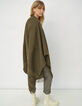 Poncho kaki motif jacquard IKKS frangés femme-1