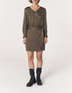 Robe courte kaki en polyester femme-5