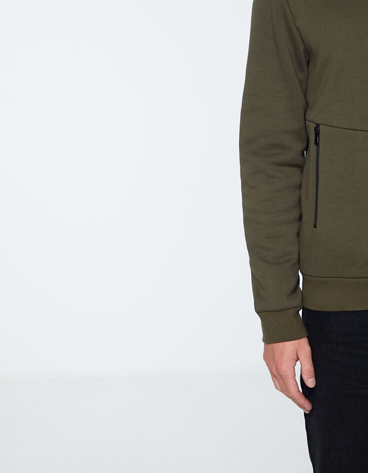 Kaki vest met zwarte Sherpa voering Heren-5
