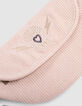 Sac banane rose velours c&ocirc;tel&eacute; brod&eacute; recycl&eacute; fille-5