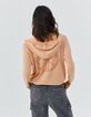 Rosé-beige Damenstrickjacke mit Kapuze und Glitzer-3