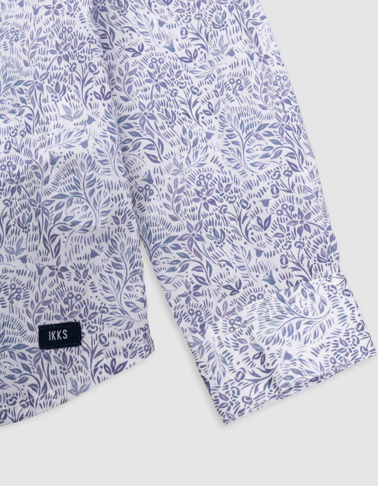 Chemise blanc imprimé minimaliste floral garçon-5