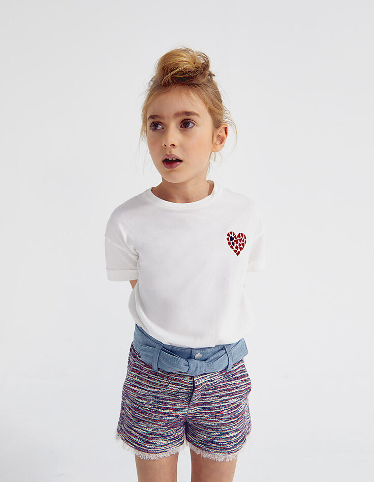 Shorts azul marino mini me lana tweed niña-2