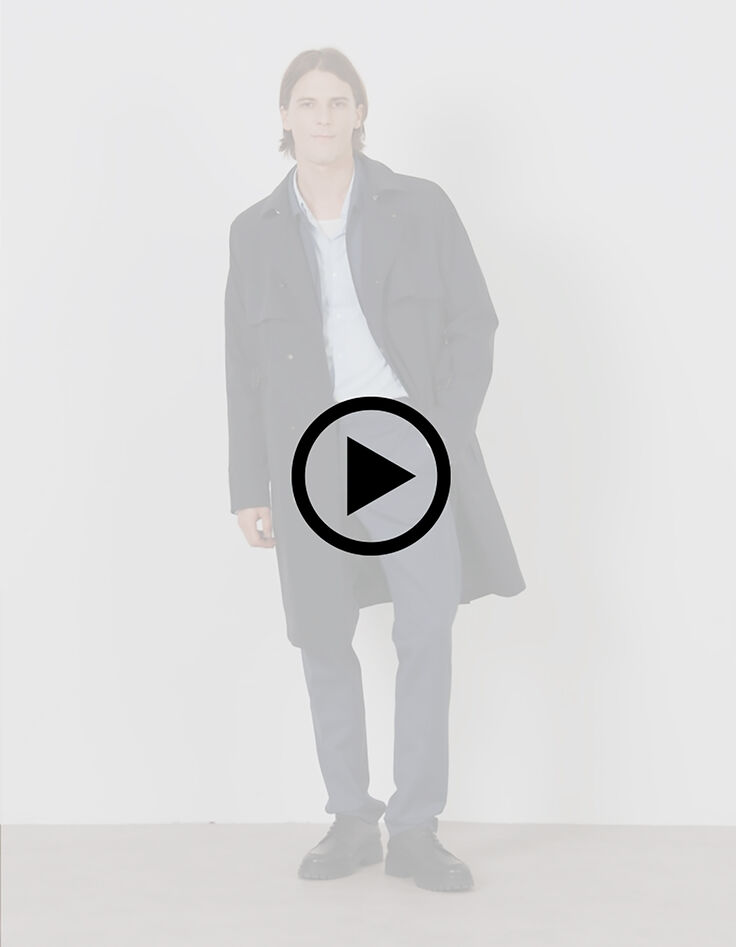 Men&rsquo;s navy nylon WATERPROOF trench coat-10