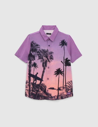 Violet overhemd LENZING™ ECOVERO™ palmprint jongens - IKKS