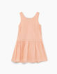 Robe rose poudré dentelle et broderies fille-4