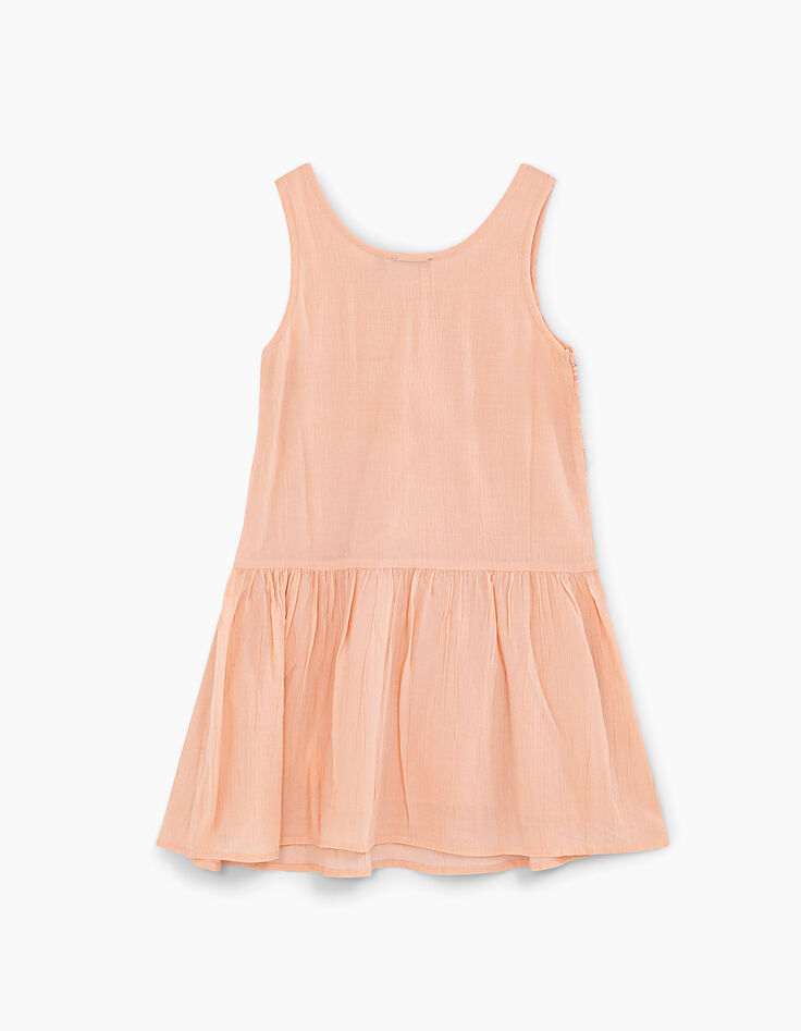 Robe rose poudré dentelle et broderies fille-4