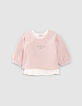 Sudadera 2 en 1 rosa pálido camiseta bebé niña-2
