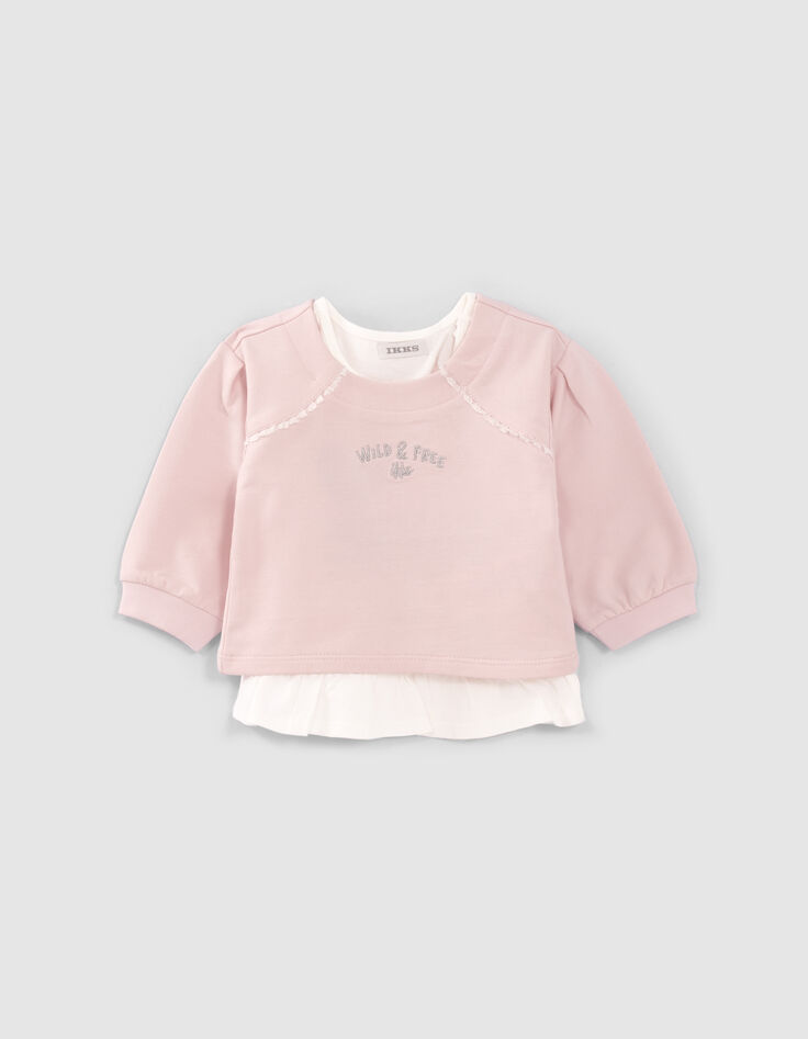 Sudadera 2 en 1 rosa pálido camiseta bebé niña-2