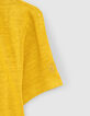 Tee-shirt jaune en lin broderie cœur éclair Femme-3