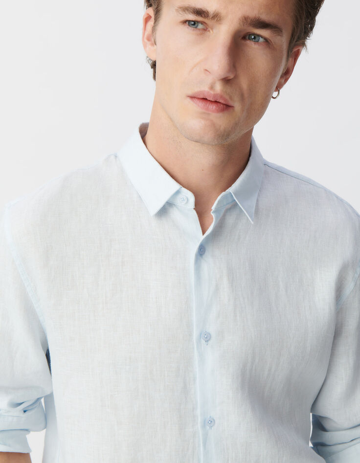 Chemise SLIM ciel en lin Homme-4