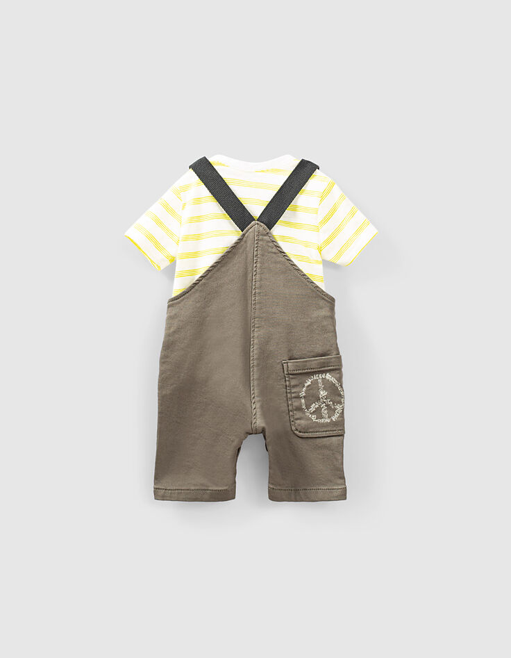 Conjunto mono caqui camiseta de rayas ecológico niño -3 Conjunto mono caqui camiseta de rayas ecológico niño -3