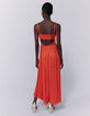 Robe longue asymétrique à dos échancré orange femme-2