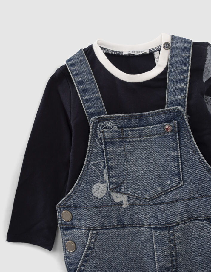 Set jeanstuinbroek en T-shirt babyjongens - IKKS