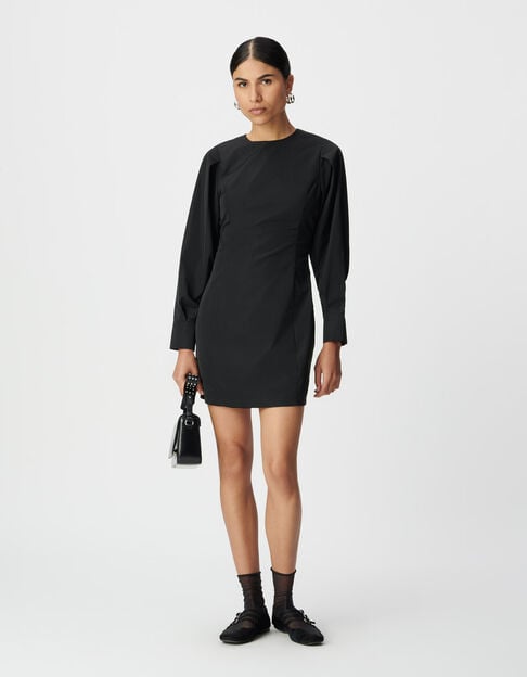 Korte zwarte jurk satijn-taft Dames - IKKS