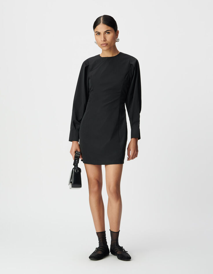 Korte zwarte jurk satijn-taft Dames-1