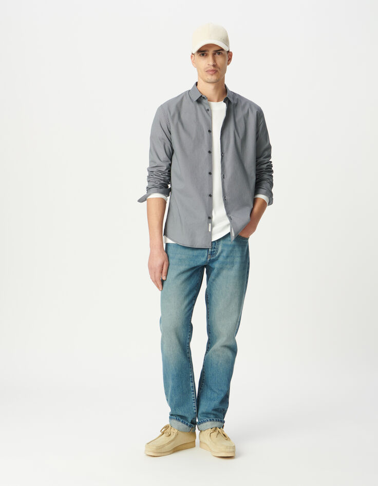 Chemise slim marine imprimé minimaliste Homme-1 Chemise slim marine imprimé minimaliste Homme-1